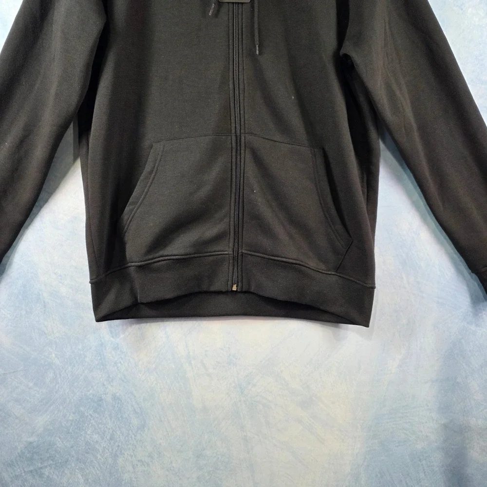 True Religion Mens Jet Black Solid SRS Zip Hoodie Red Buddha Logo Large NWT